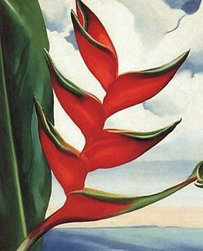 Painting by Georgia O'Keeffe in Green and Red